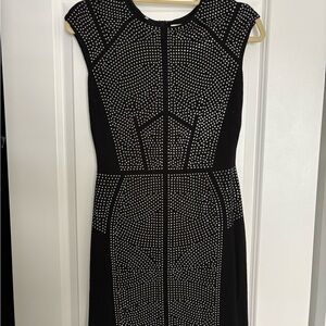 Rebecca Taylor Rhinestone Embellished Dress in Black with Silver Crystals